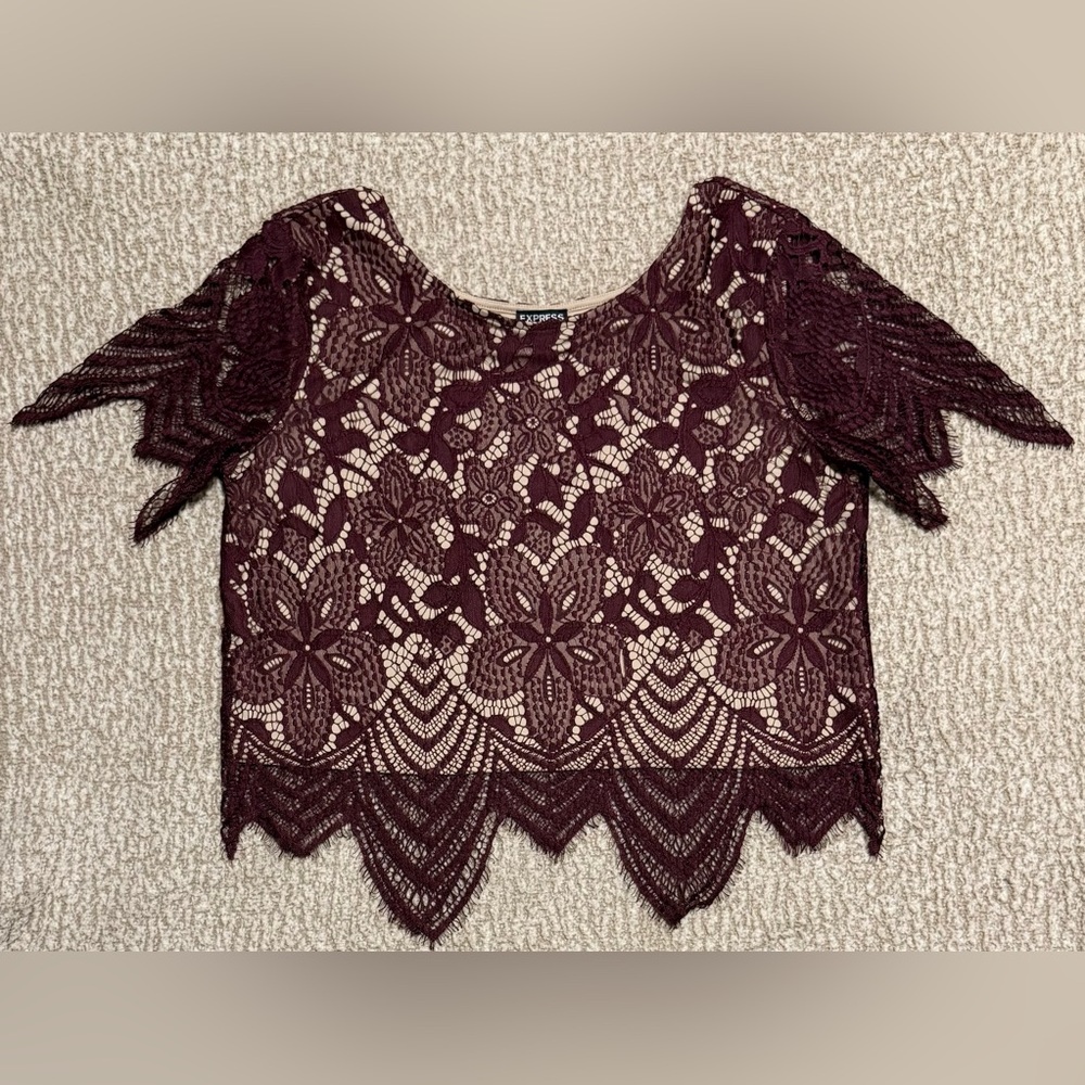 Express Deep Burgundy Lace Blouse